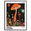 Occhi colorati a pois su sfondo arancione di Yayoi Kusama - in una cornice nera