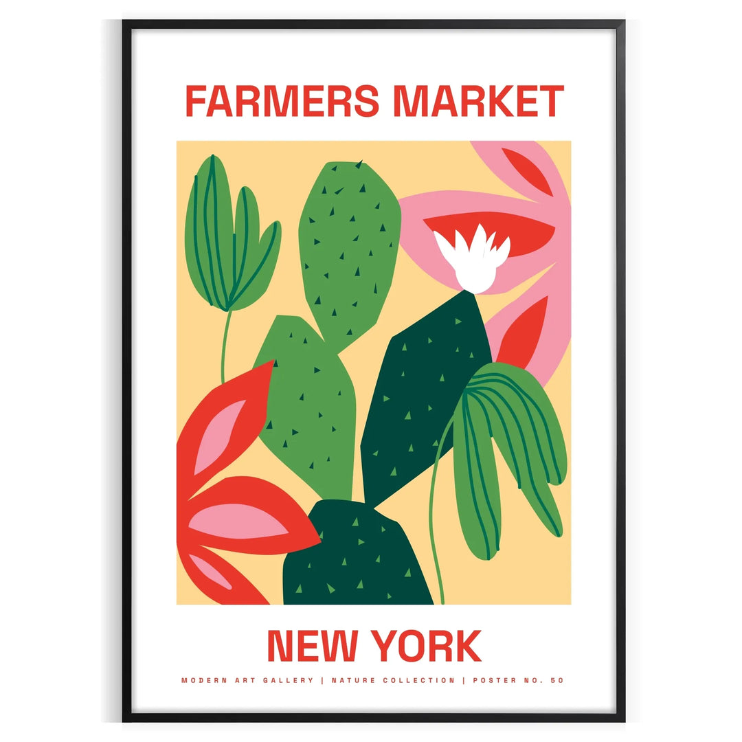 Botanical illustration featuring fresh greens and rich oranges from a farmer's market