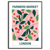 A colorful farmer's market scene with fresh produce and greenery - in a black frame