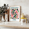A colorful farmer's market scene with fresh produce and greenery - styled on a counter with eucalyptus and a bowl of lemons