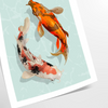 Detailed illustration of a black and green fish swimming in water - as a rolled, unframed print