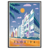 Vintage travel poster of Florida featuring warm orange and brown tones - in a black frame