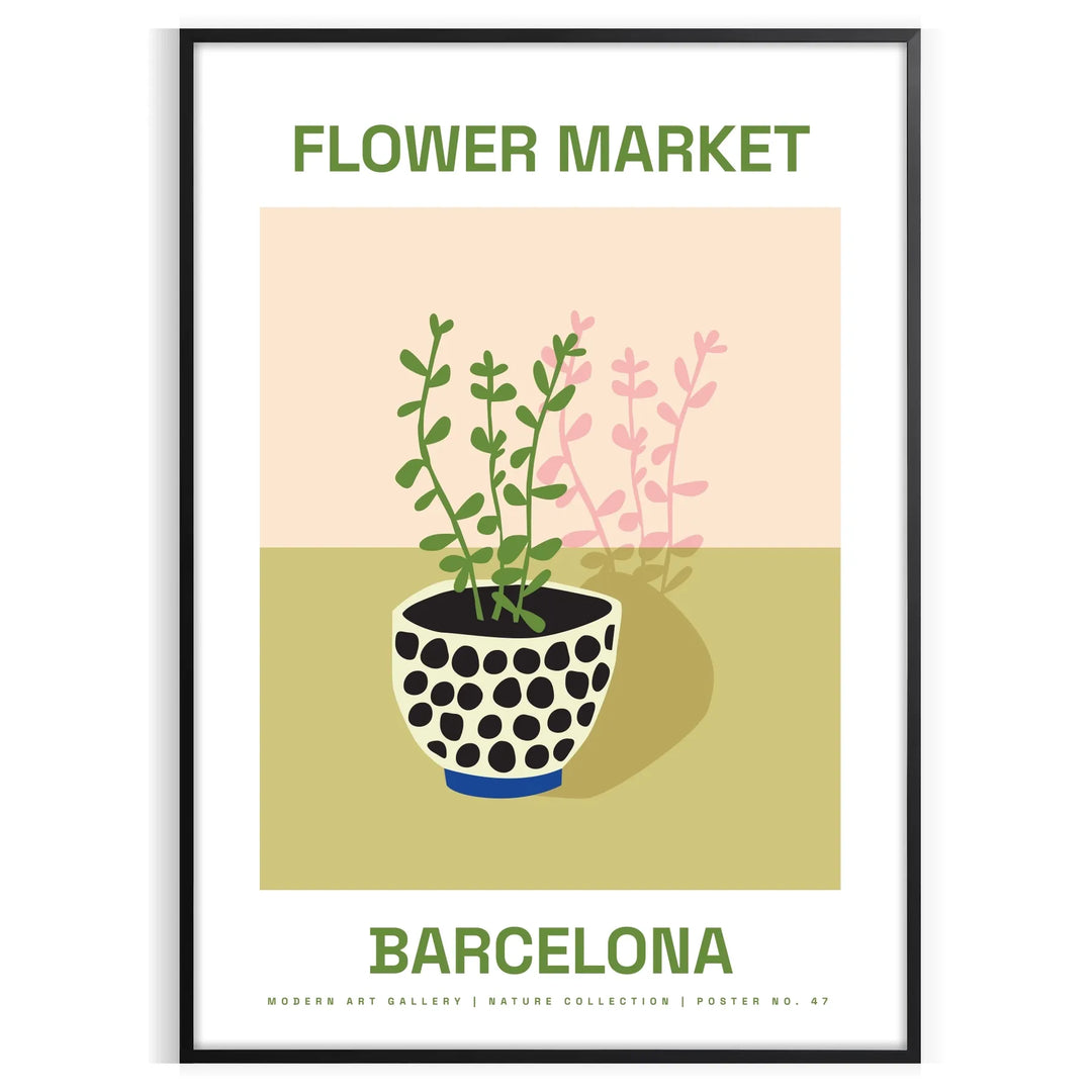 Botanical illustration of flowers in rich greens and oranges