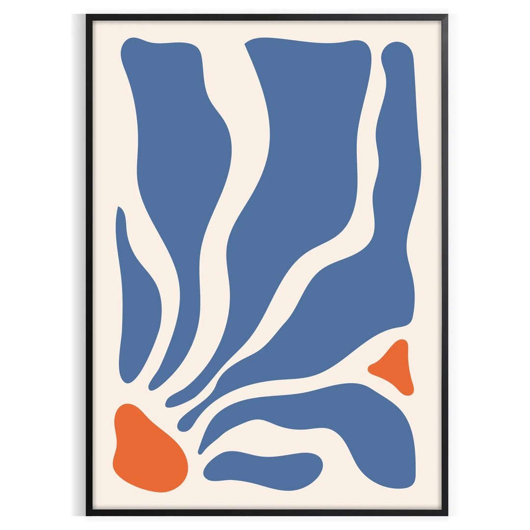 Graphic art featuring a colorful flower market with gray and orange hues