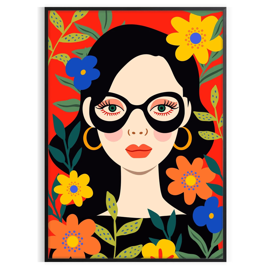 Colorful flower market scene with black and orange blooms
