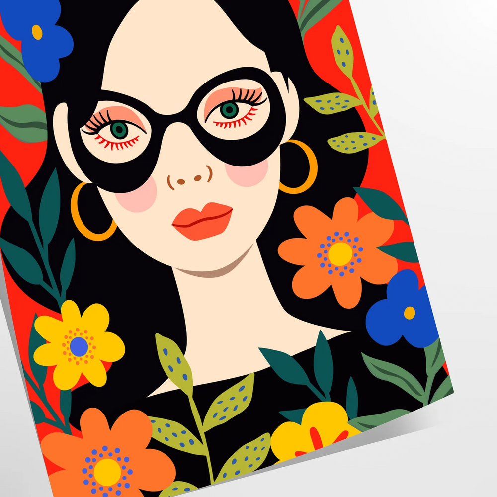 Colorful flower market scene with black and orange blooms
