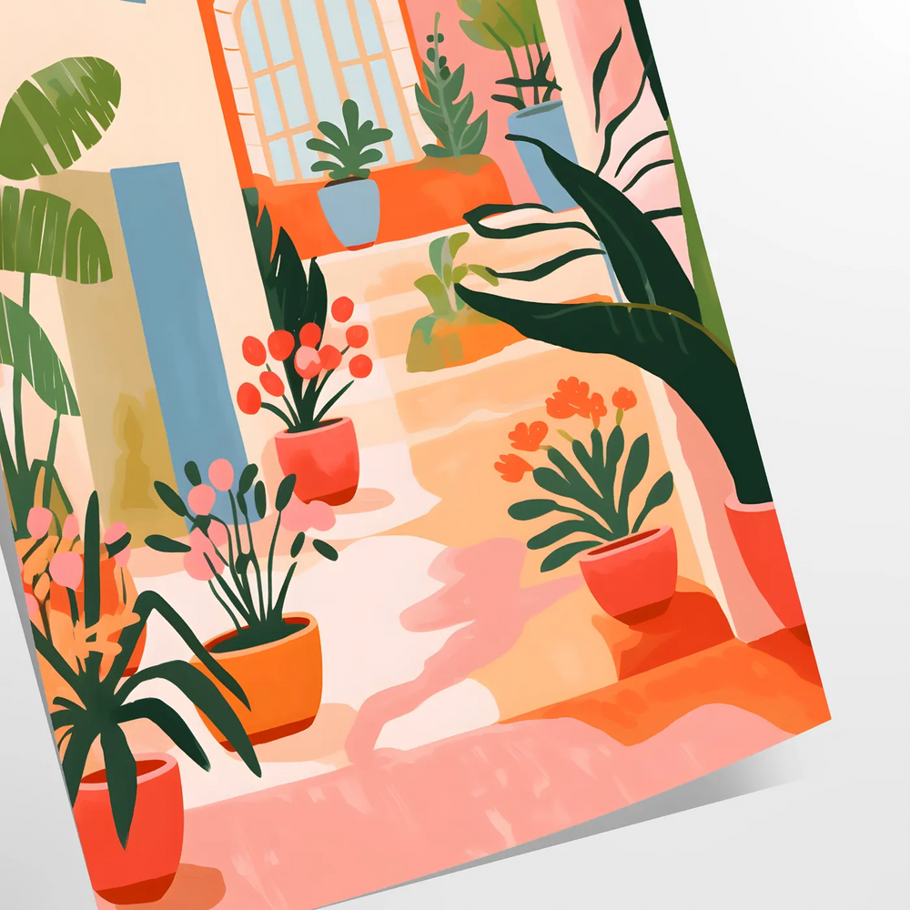 Vintage floral design featuring orange and gray flowers on a textured background