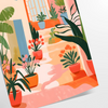 Design floral vintage com flores laranja e cinza em um fundo texturizado - como impressão enrolada, sem moldura