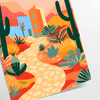 Colorful flower print with green and orange tones in a trendy style - as a rolled, unframed print