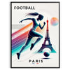 Poster mit Pariser Fußballmotiv, grafische Silhouette und modernes minimalistisches Design - in einem schwarzen Rahmen