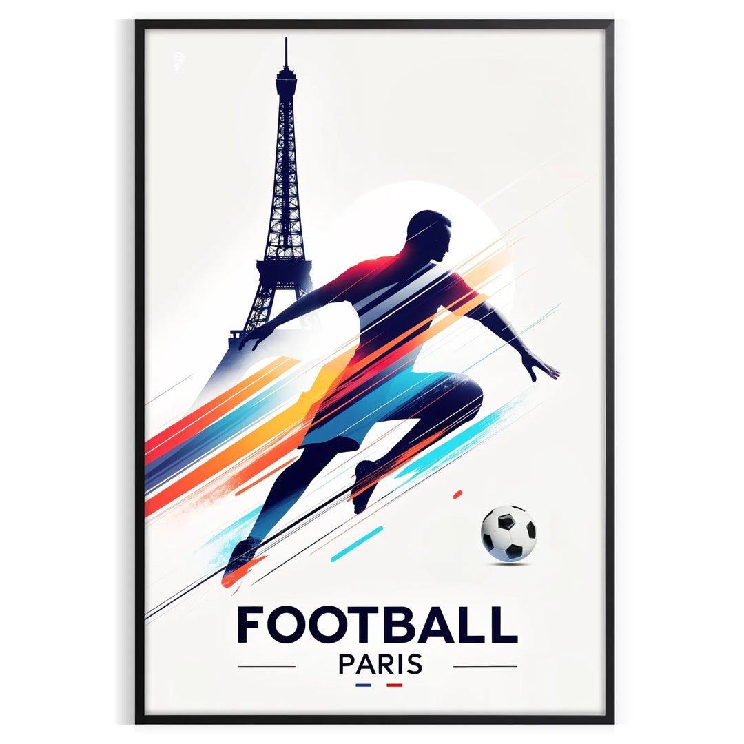 Illustration of a football match in Paris with minimalist graphic style