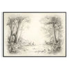 A serene forest field with rich orange and gray tones - in a black frame