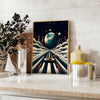 Stylized Formula One car racing on a lunar surface with gray and brown tones - styled on a counter with eucalyptus and a bowl of lemons