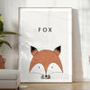 A fox in a forest, featuring black and green tones in a modern style - in a bright minimalist room with a plant and an armchair