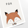 A fox in a forest, featuring black and green tones in a modern style - as a rolled, unframed print