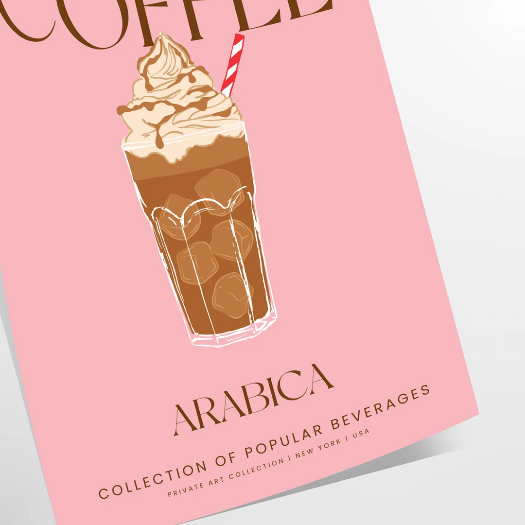 Εικονογράφηση ενός κοκτέιλ Frappuccino με πλούσιους καφέ και πράσινους τόνους