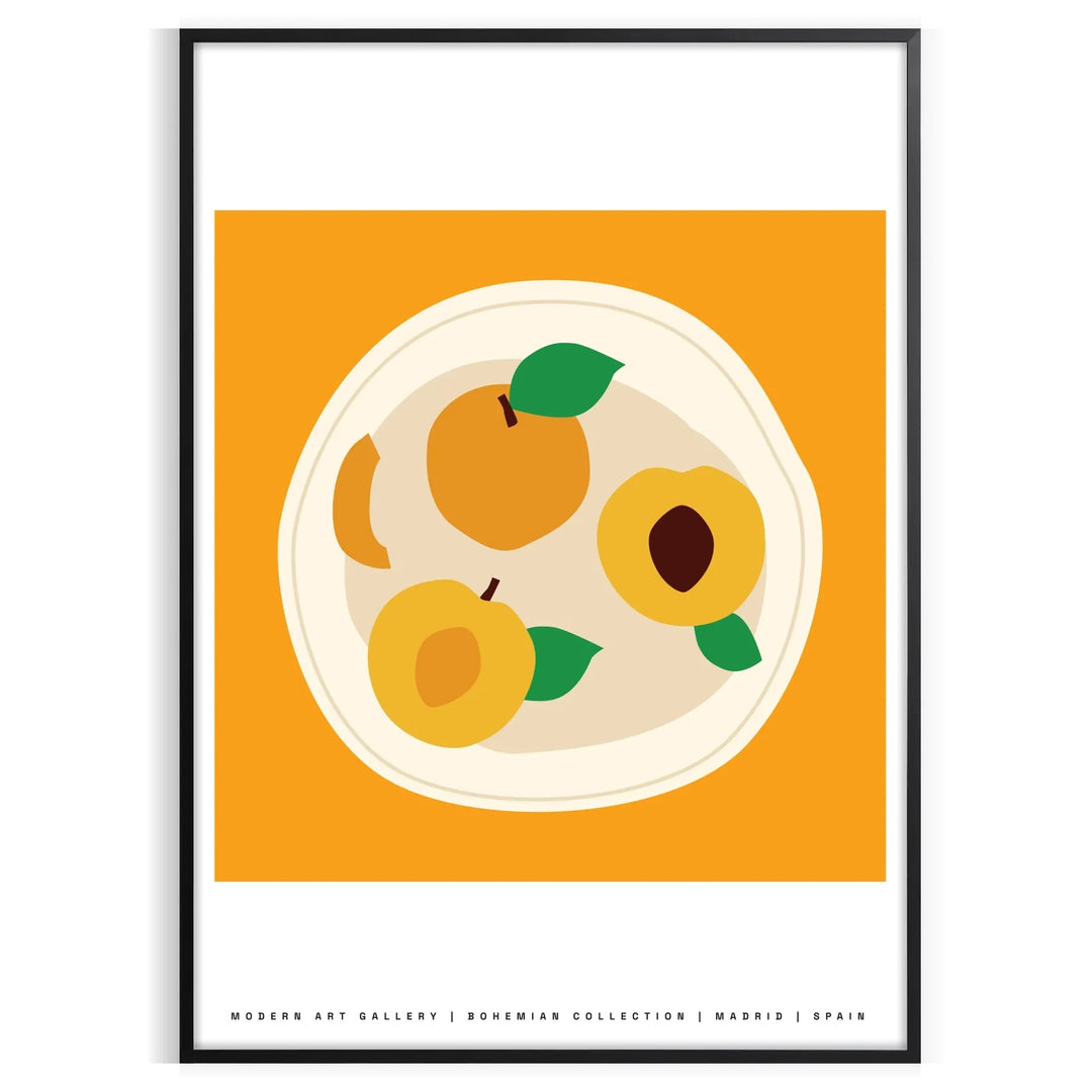 Abstract composition of fruits with green and orange tones