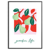 Abstract composition of fruits in green and red hues - in a black frame