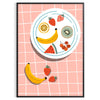 Colorful fruit arrangement on a gray background in a modern style - in a black frame