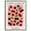 A graphic depiction of a fruit market in Paris with warm brown and orange tones - in a black frame