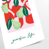 Abstract composition of fruits in green and red hues