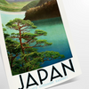 A serene depiction of Mount Fuji surrounded by green hills and gray skies - as a rolled, unframed print