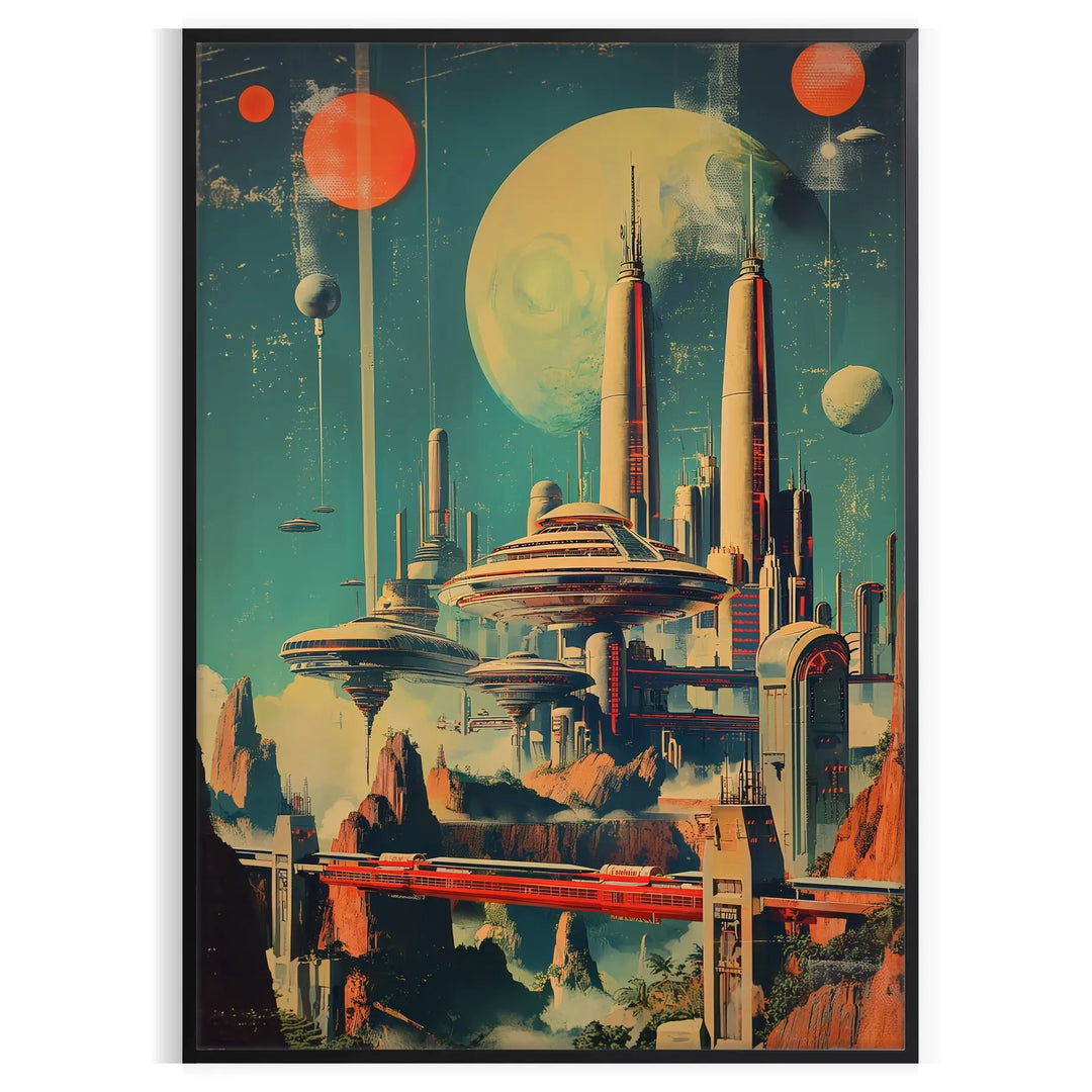 Futuristic building design with green and orange tones