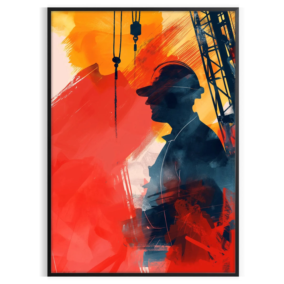Watercolor depiction of a futuristic worker in green and black tones