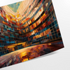 Edificio futurista abstracto en estilo de pintura al óleo impasto con tonos marrones y verdes - como impresión enrollada, sin marco