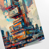 Futuristic building design with green and blue tones - as a rolled, unframed print