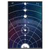 A cosmic scene featuring swirling green and blue hues in a galaxy. - in a black frame