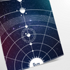 A cosmic scene featuring swirling green and blue hues in a galaxy. - as a rolled, unframed print