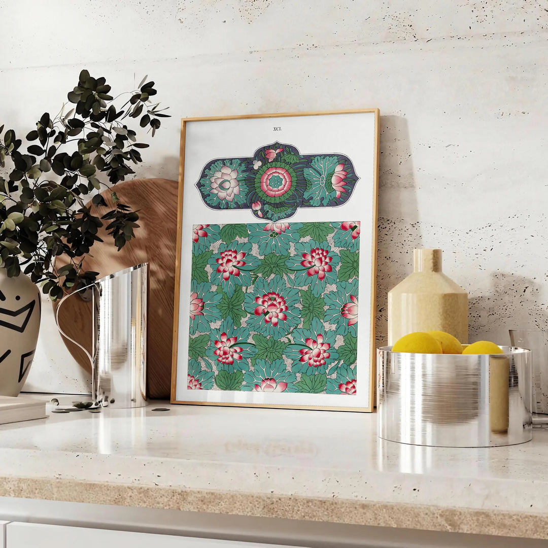 lush green garden with purple flowers in a serene setting - styled on a counter with eucalyptus and a bowl of lemons