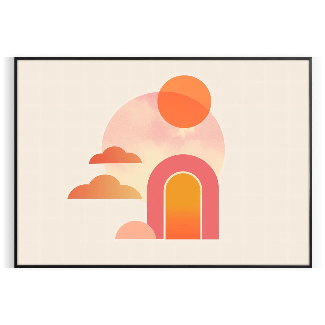 Geometric shapes in brown and orange tones on a minimalist background