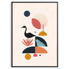 Geometric shapes in black and orange on a minimal background - in a black frame