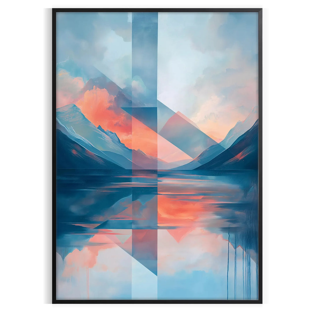 Geometric shapes in orange and blue on a minimal background