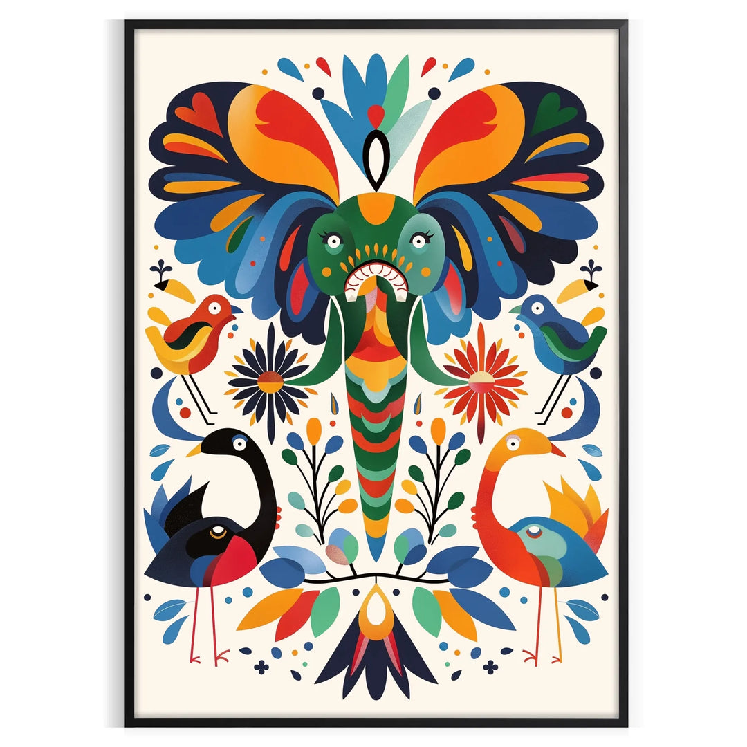 Abstract geometric shapes in orange and blue tones