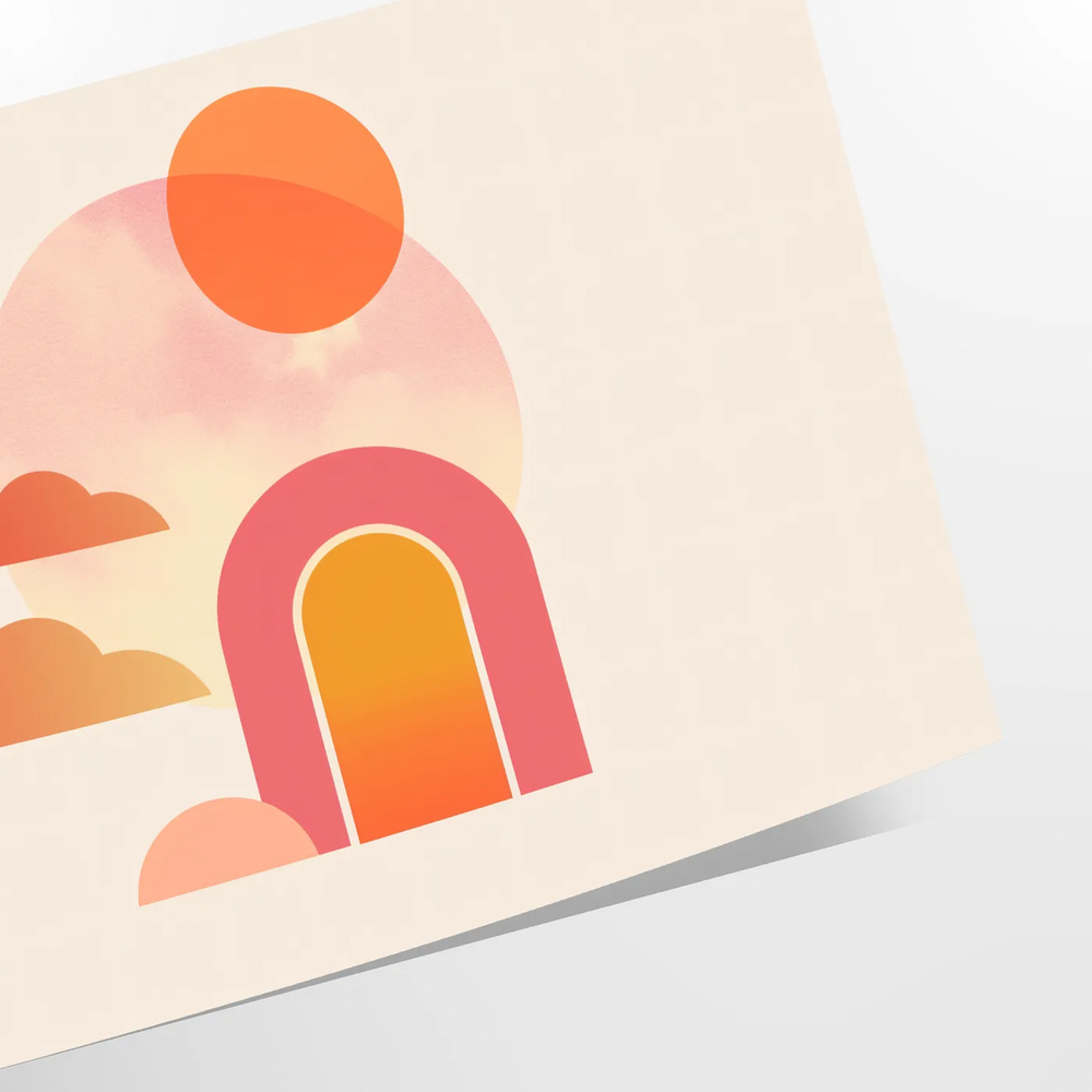 Geometric shapes in brown and orange tones on a minimalist background
