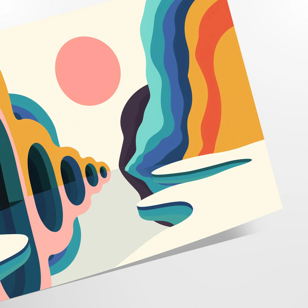 Geometric shapes in orange and blue on a minimal background