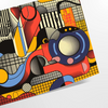 Geometric shapes in black and orange on a minimal background - as a rolled, unframed print