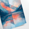 Geometric shapes in orange and blue on a minimal background - as a rolled, unframed print