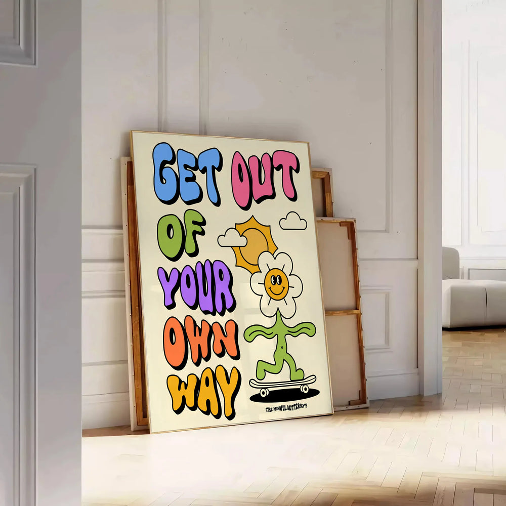 Bold graphic design with yellow and black text, motivational theme