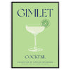 Stylowa ilustracja koktajlu Gimlet na szarym tle - w czarnej ramie