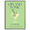 Illustration of a gin and tonic cocktail with green and blue accents - in a black frame