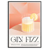Abstract splash of orange and black depicting a Gin Fizz cocktail - in a black frame