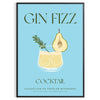 Illustrazione di un cocktail Gin Fizz in un bicchiere con tonalità verdi e grigie - in una cornice nera