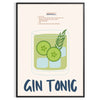 A refreshing gin and tonic with green garnishes on a white background - in a black frame