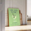 Illustration of a gin and tonic cocktail with green and blue accents - leaning on a herringbone floor against a white panelled wall