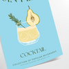 Illustrazione di un cocktail Gin Fizz in un bicchiere con tonalità verdi e grigie