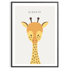 Une silhouette de girafe sur un fond texturé marron et vert - dans un cadre noir